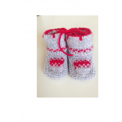 slofjes Noors grijs met rood