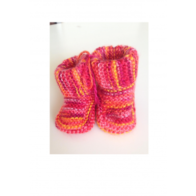 slofjes roze paars en okergeel gemêleerd